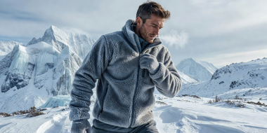 Technical high-loft fleece jacket mid-layer designed for alpine and Nordic insulation
